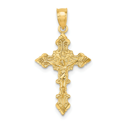 10K Yellow Gold 10K Crucifix W/ Fancy Edges Charm