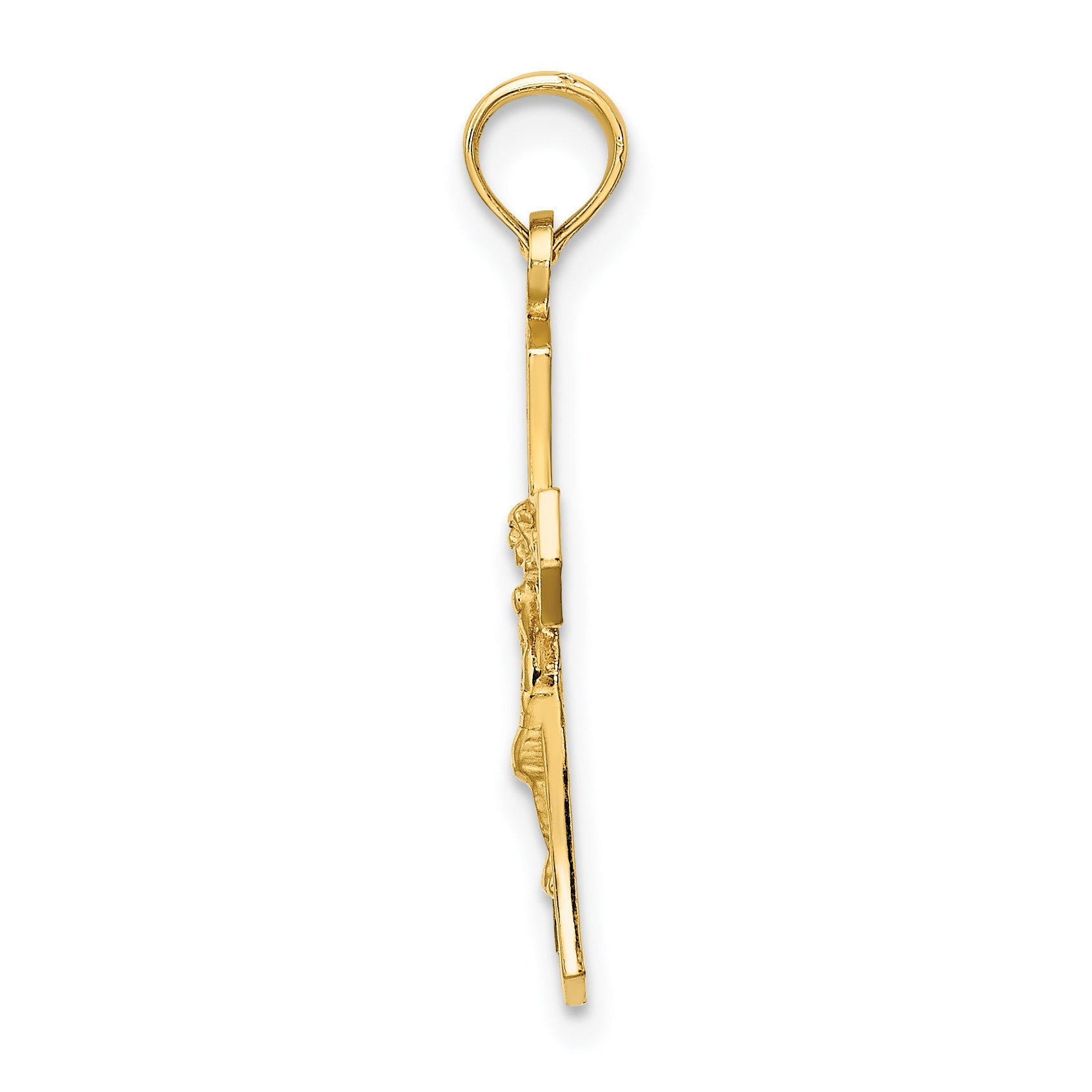 10K Yellow Gold 10K Crucifix W/ Beveled Edges Charm