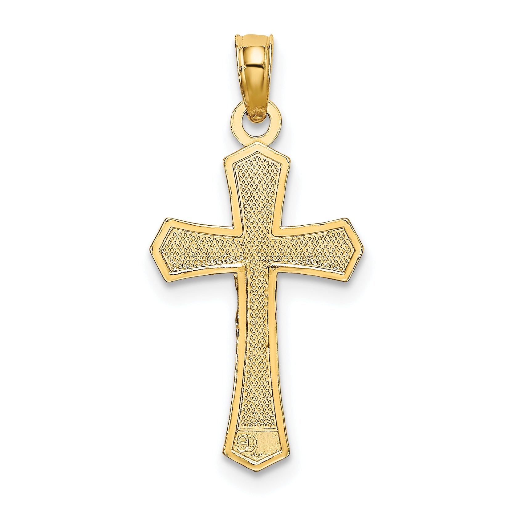 10K Yellow Gold 10K Crucifix W/ Beveled Edges Charm
