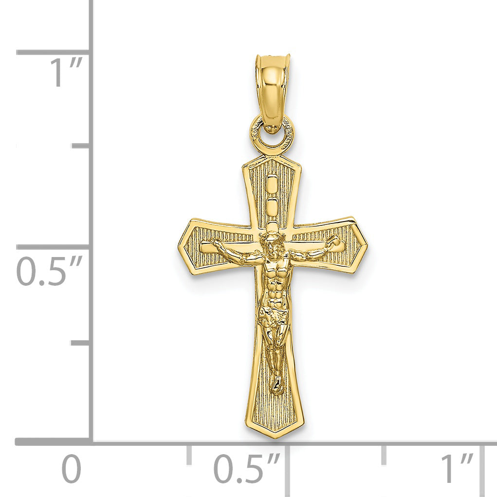 10K Yellow Gold 10K Crucifix W/ Beveled Edges Charm
