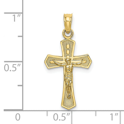 10K Yellow Gold 10K Crucifix W/ Beveled Edges Charm