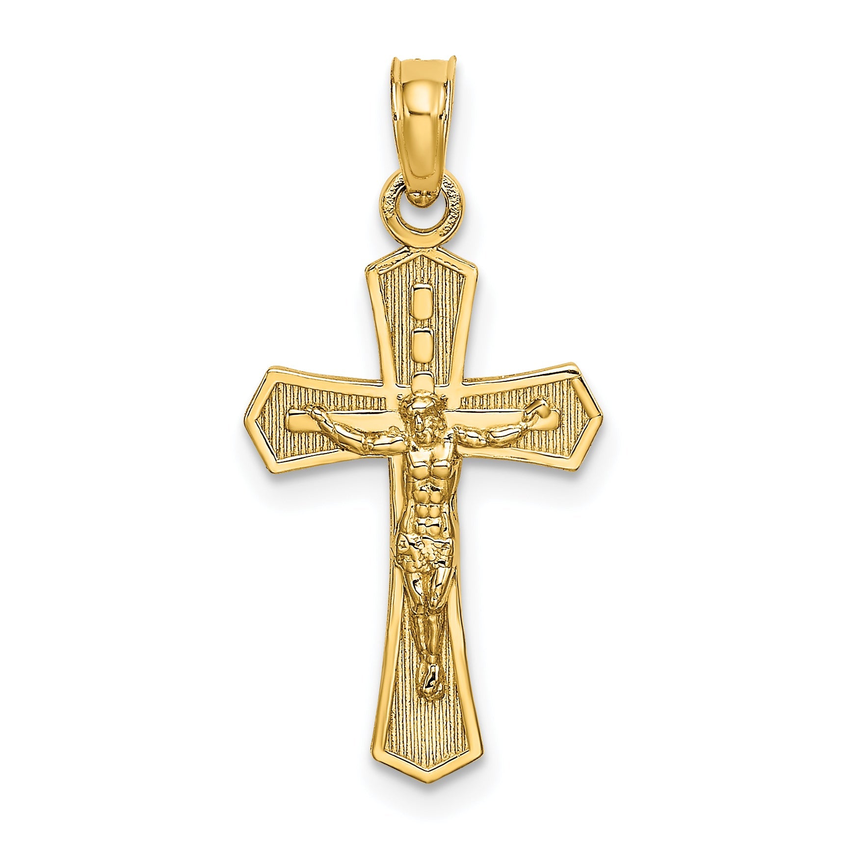 10K Yellow Gold 10K Crucifix W/ Beveled Edges Charm