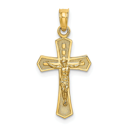 10K Yellow Gold 10K Crucifix W/ Beveled Edges Charm