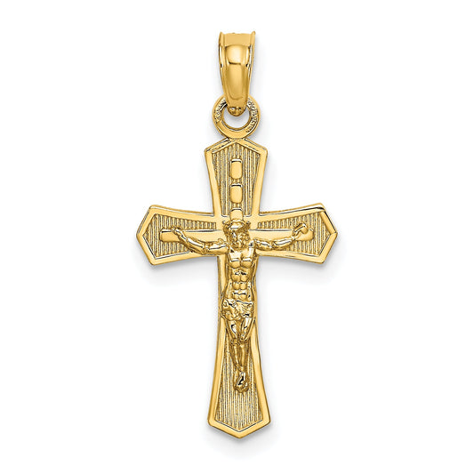 10K Yellow Gold 10K Crucifix W/ Beveled Edges Charm