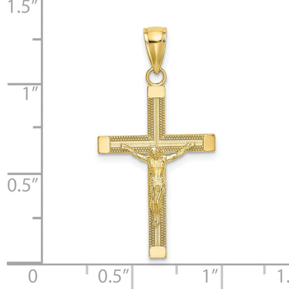10K Yellow Gold 10K Polished And Textured Crucifix Charm