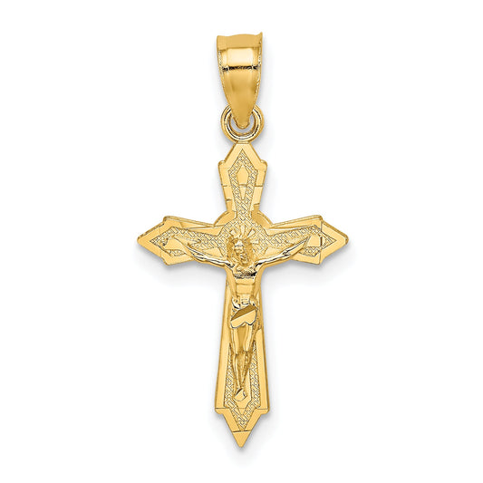 10K Yellow Gold 10K W/ Arrow Pointed Ends Crucifix Charm