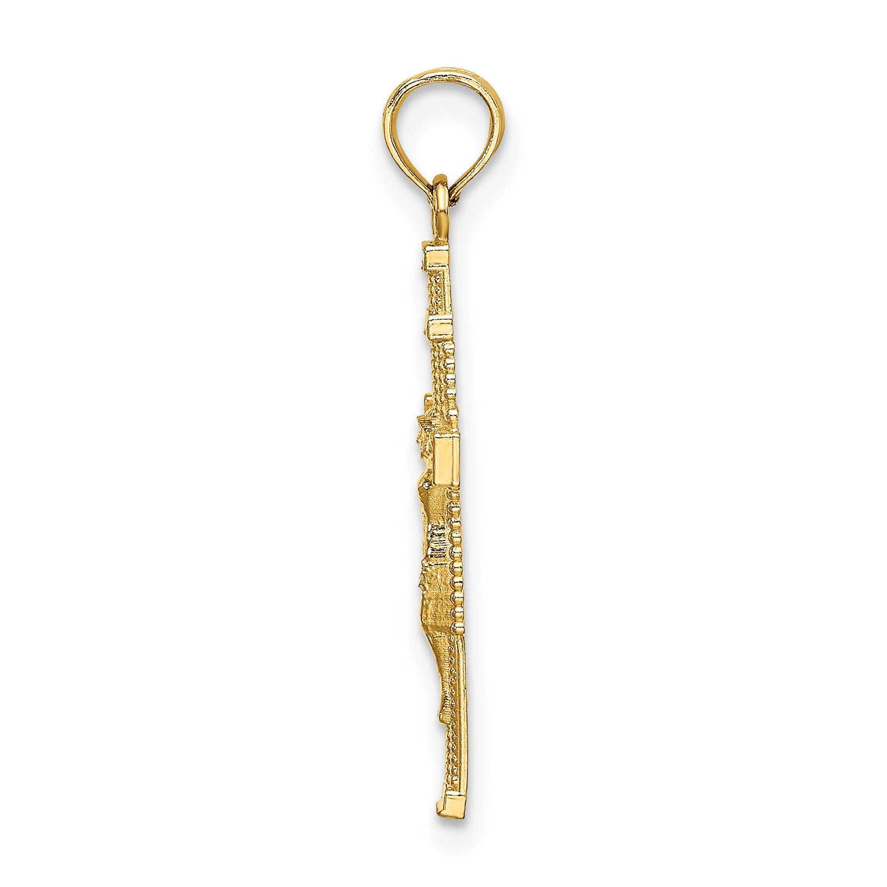 10K Yellow Gold 10K Beaded Accent Crucifix Charm