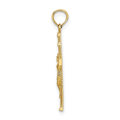 10K Yellow Gold 10K Beaded Accent Crucifix Charm