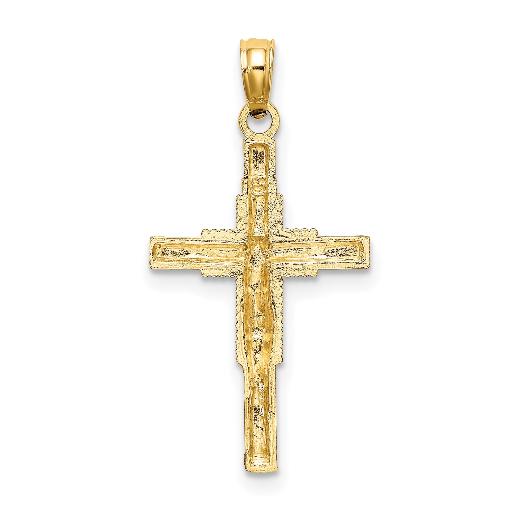 10K Yellow Gold 10K Beaded Accent Crucifix Charm
