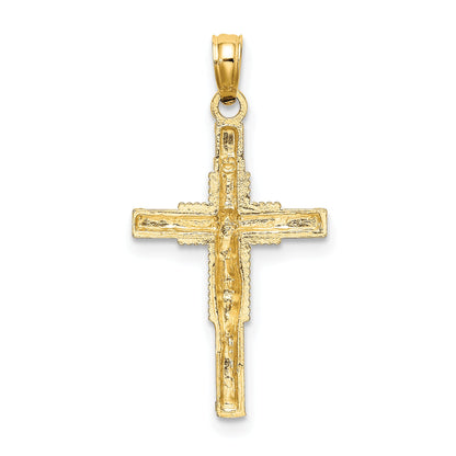 10K Yellow Gold 10K Beaded Accent Crucifix Charm