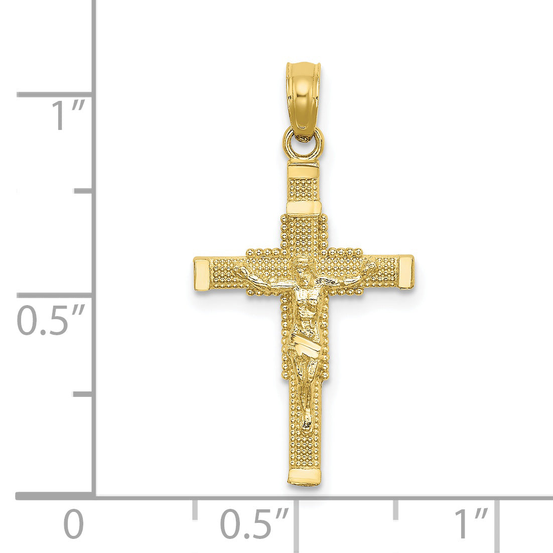 10K Yellow Gold 10K Beaded Accent Crucifix Charm