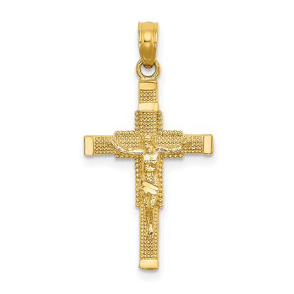 10K Yellow Gold 10K Beaded Accent Crucifix Charm