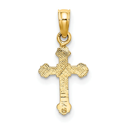 10K Yellow Gold 10K Mini Crucifix W/ Fancy Tips Charm