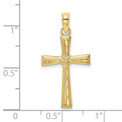 10K Yellow Gold 10K D/C Textured Cross Charm