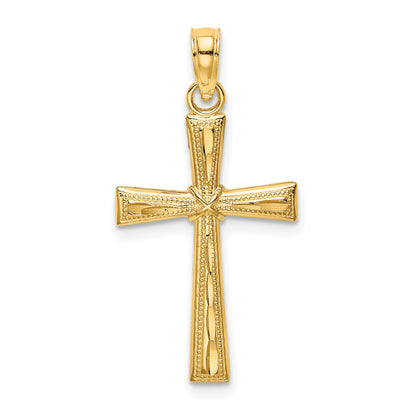 10K Yellow Gold 10K D/C Textured Cross Charm