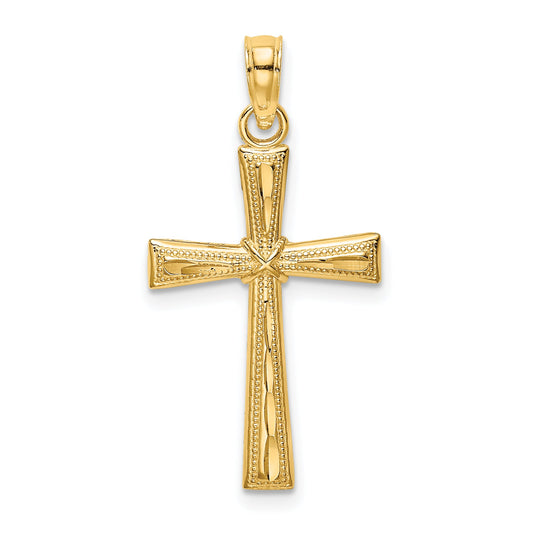 10K Yellow Gold 10K D/C Textured Cross Charm