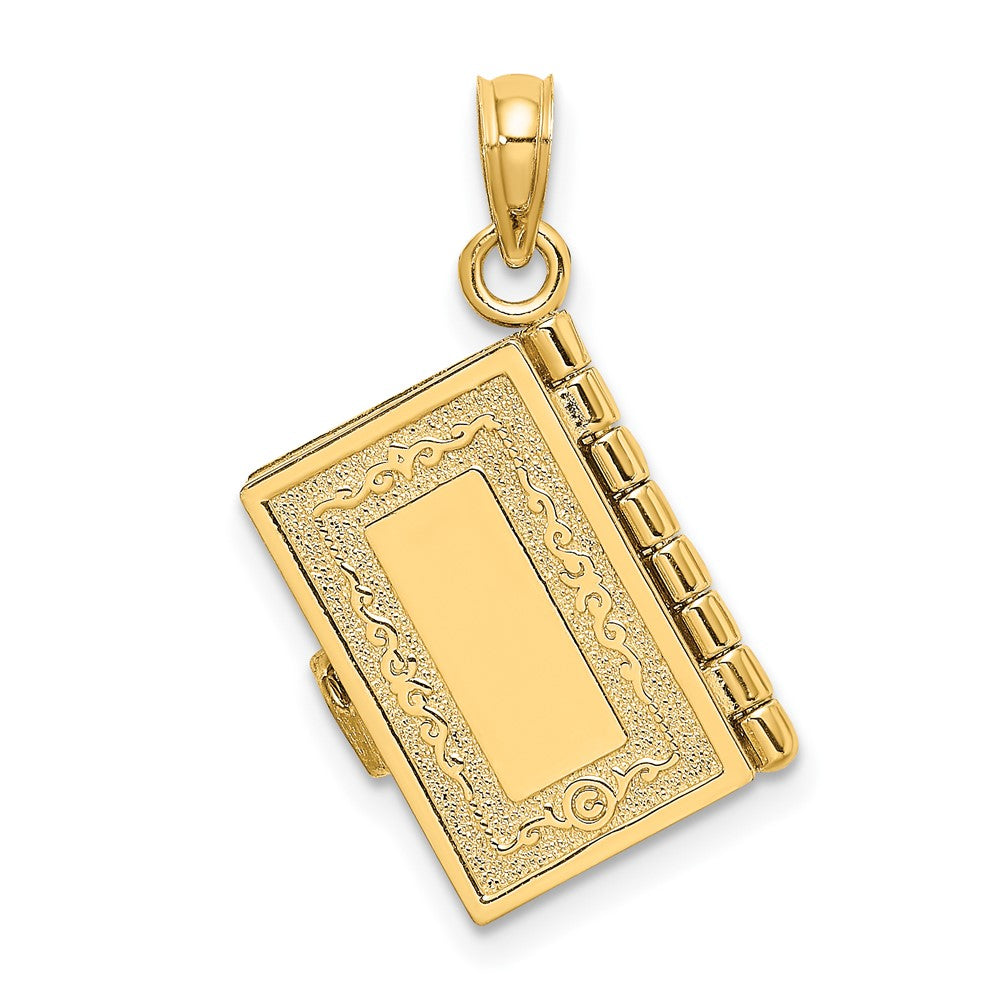 10K Yellow Gold 10K 3-D Moveable Santa Biblia Book/Spanish Bible Charm