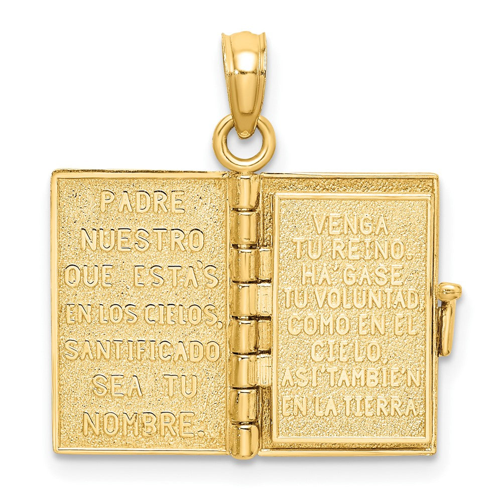 10K Yellow Gold 10K 3-D Moveable Santa Biblia Book/Spanish Bible Charm