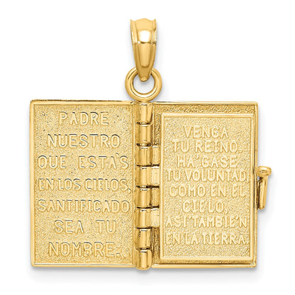 10K Yellow Gold 10K 3-D Moveable Santa Biblia Book/Spanish Bible Charm