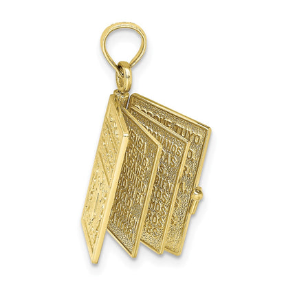 10K Yellow Gold 10K 3-D Moveable Santa Biblia Book/Spanish Bible Charm