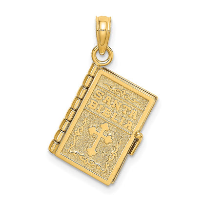 10K Yellow Gold 10K 3-D Moveable Santa Biblia Book/Spanish Bible Charm