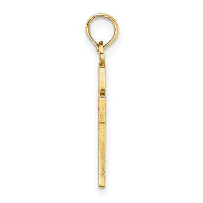 10K Yellow Gold 10K Flower In Cross Charm