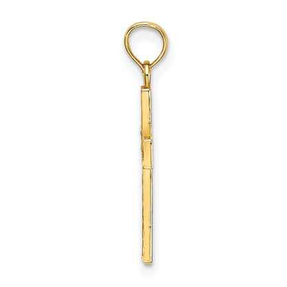10K Yellow Gold D/C Filigree Cross Pendant