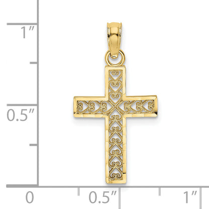 10K Yellow Gold D/C Filigree Cross Pendant