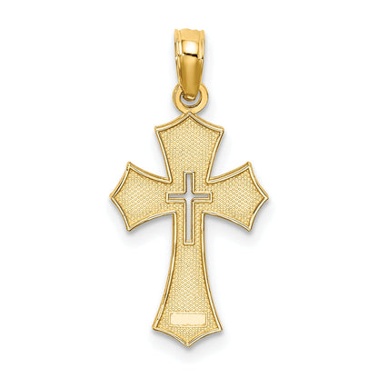 10K Yellow Gold 10K Textured Cut-Out Center Cross Charm