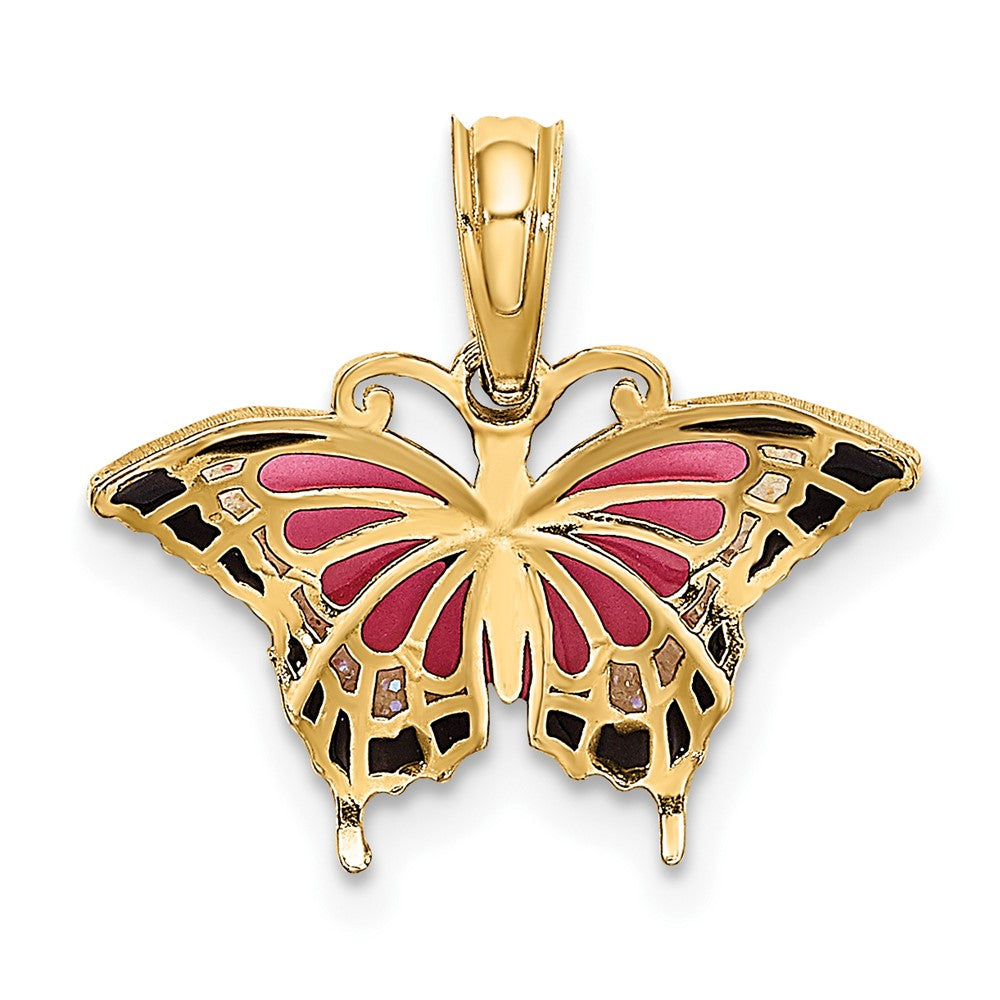 10K Yellow Gold 10K Small Enameled Pink Butterfly