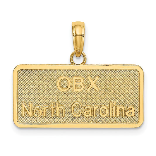 10K Yellow Gold 10K Obx North Carolina License Plate Charm