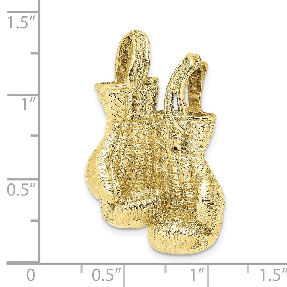 10K Yellow Gold 10K 3-D Textured Double Boxing Gloves Charm