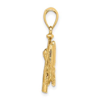 10K Yellow Gold 10K 3-D Polished Baseball Glove, Bat And Ball Charm