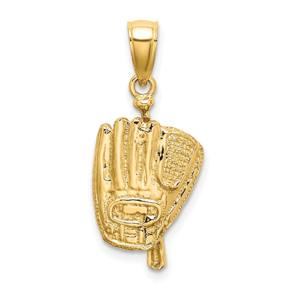 10K Yellow Gold 10K 3-D Polished Baseball Glove, Bat And Ball Charm