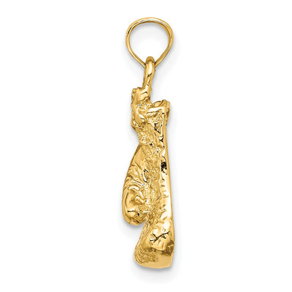 10K Yellow Gold 10K 2-D Polished / Textured Single Boxing Glove Charm
