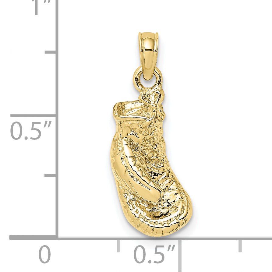 10K Yellow Gold 10K 2-D Polished / Textured Single Boxing Glove Charm