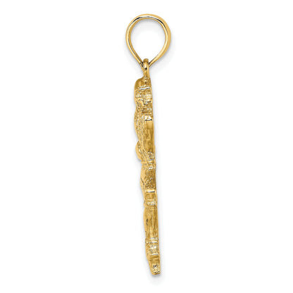 10K Yellow Gold 10K Polished Running Football Player Charm