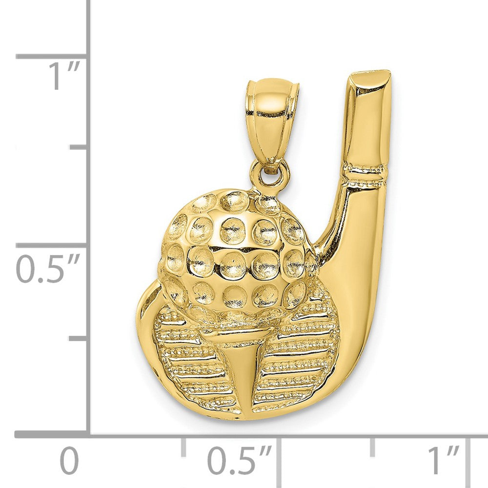 10K Yellow Gold 10K 2-D Golf Club And Ball On Tee Charm