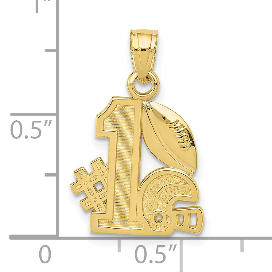 10K Yellow Gold 10K #1 Football With Helmet Charm