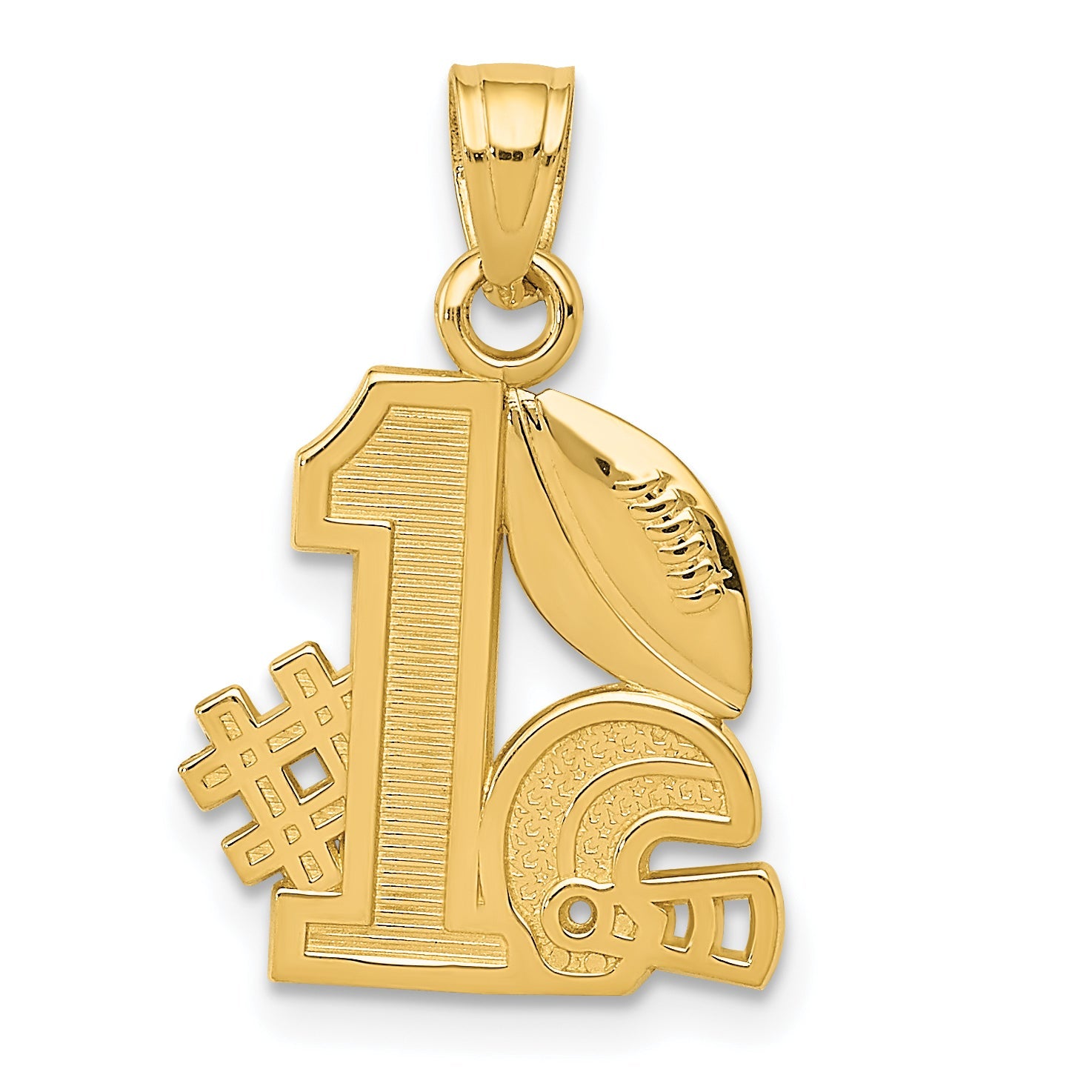 10K Yellow Gold 10K #1 Football With Helmet Charm