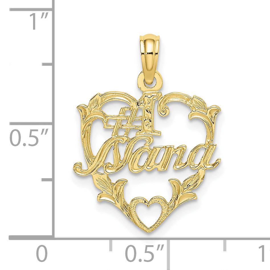 10K Yellow Gold 10K #1 Nana In Heart Charm