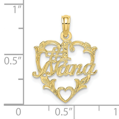 10K Yellow Gold 10K #1 Nana In Heart Charm