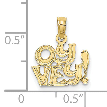 10K Yellow Gold 10K Polished And Engraved Oy Vey Charm