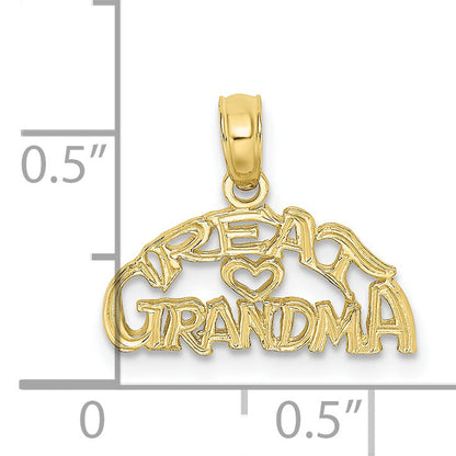10K Yellow Gold 10K Block And Engraved Great Grandma Charm