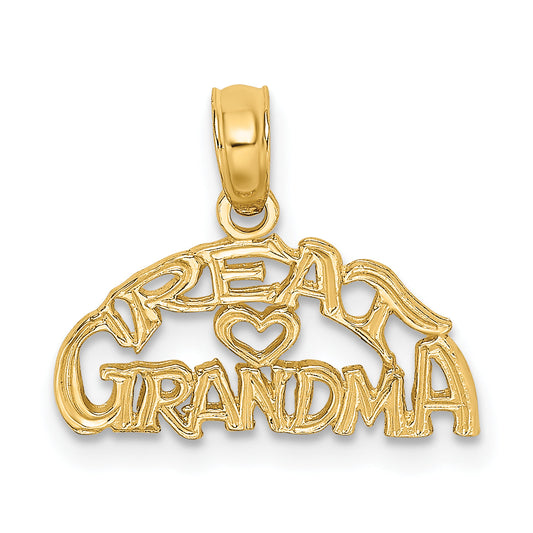 10K Yellow Gold 10K Block And Engraved Great Grandma Charm