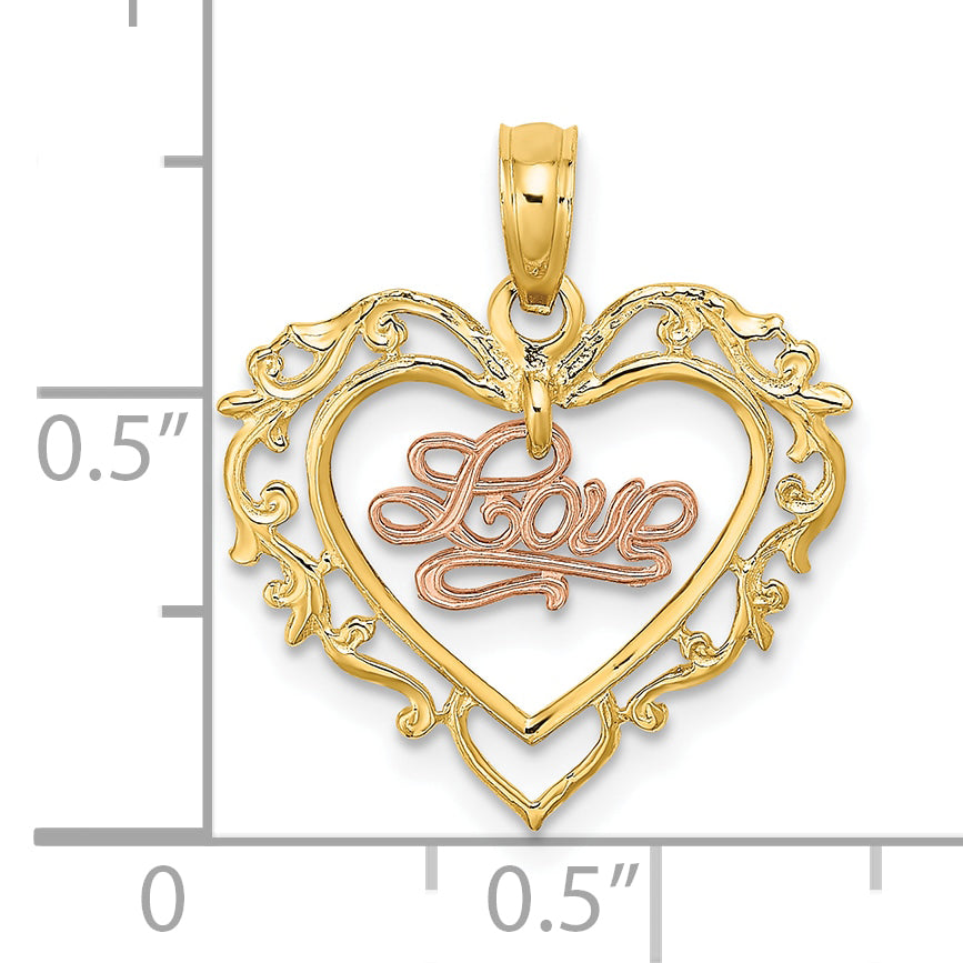 10K Two-Tone 10K Two-Tone Love In Heart Charm