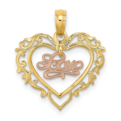 10K Two-Tone 10K Two-Tone Love In Heart Charm