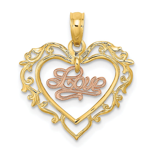 10K Two-Tone 10K Two-Tone Love In Heart Charm