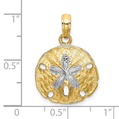 10K Yellow W/Rhodium 10K W/ Rhodium Polished Sand Dollar Charm