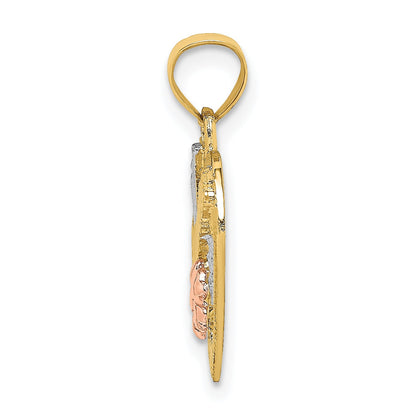 10K Two-Tone 10K W/White Rhodium #1 Grandma In Heart Charm